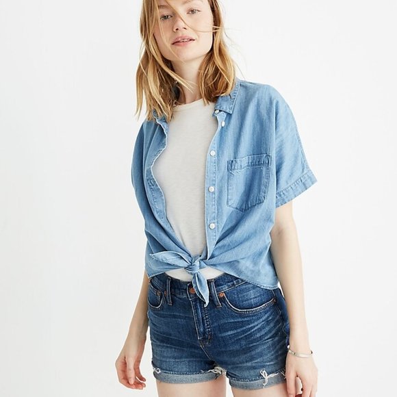 Madewell Distressed High Rise Denim Cut Off Shorts Style F7019 Size 27 - Picture 1 of 9